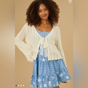 Hadley Pointelle Tie Front Shrug